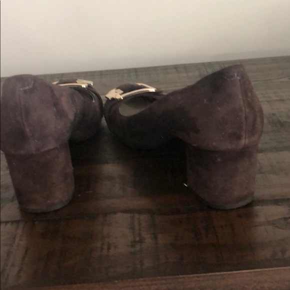 Brown Suede block Heels - Picture 3 of 5